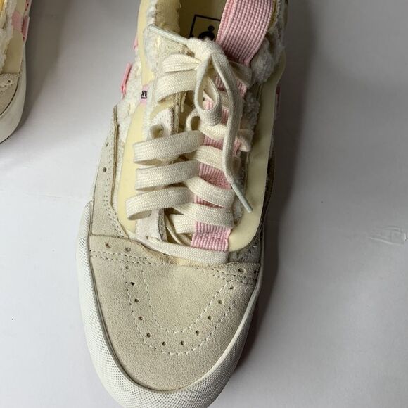 Vans Chenille Check Old Skool Cap beige/pink suede lace-up sneakers NWOB - Picture 10 of 12